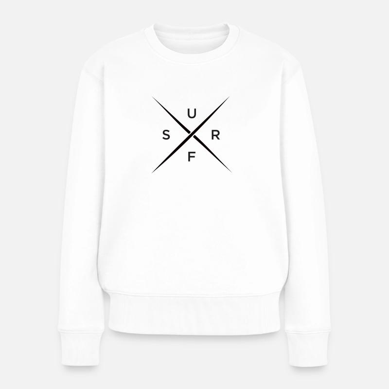 Surfer - Surfen - Frauen Premium Bio Pullover - Weiß