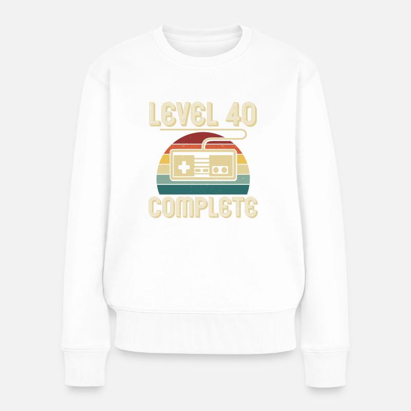 40. Geburtstag Level 40 Complete 40 Jahre Geschenk - Frauen Premium Bio Pullover - Weiß
