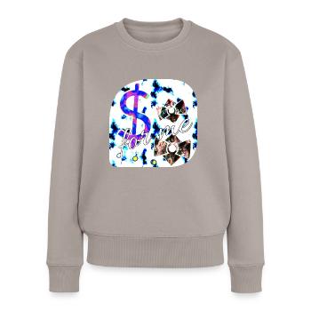 For me $ - Club WoW - Frauen Premium Bio Pullover - Taupe - Vorne - Julia (174cm)