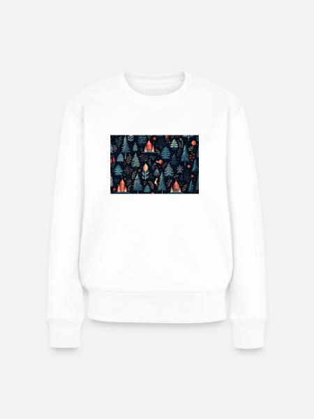 Weihnachtsmuster - Frauen Premium Bio Pullover - Weiß