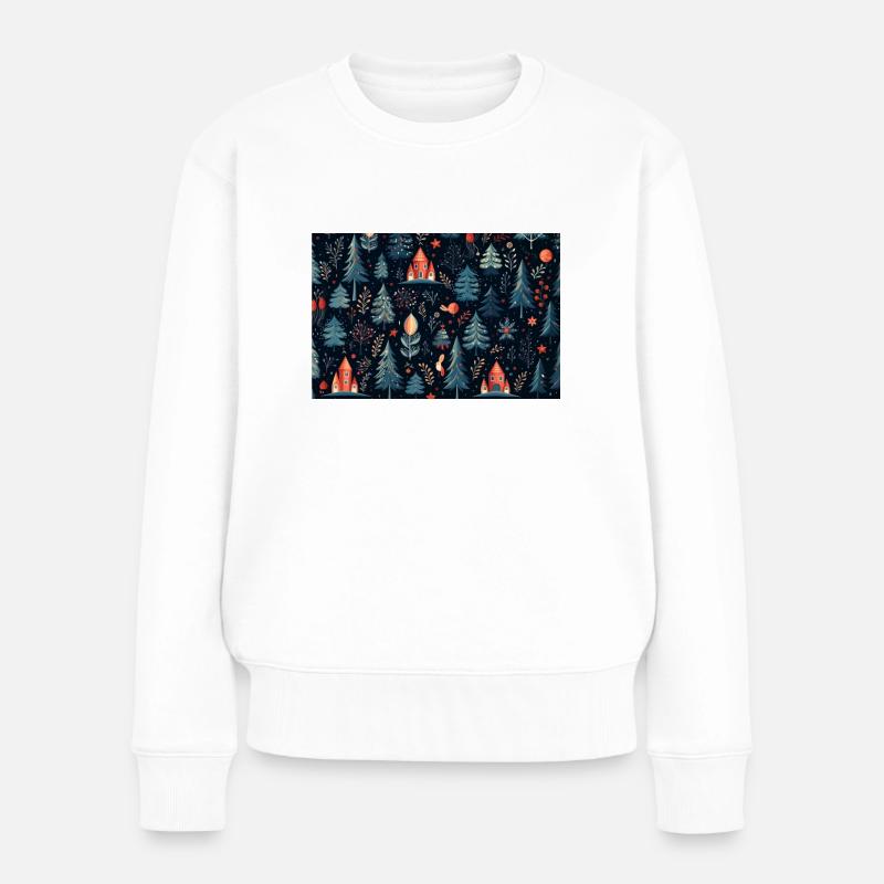 Weihnachtsmuster - Frauen Premium Bio Pullover - Weiß