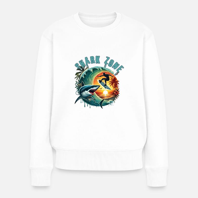 Shark Zone - Frauen Premium Bio Pullover - Weiß