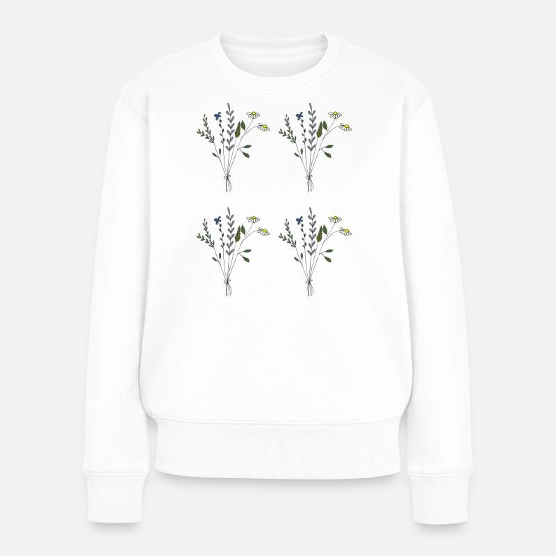blumenweisenstrauss - Frauen Premium Bio Pullover - Weiß