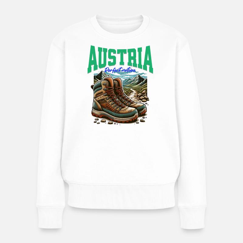 Austria cooles Wander Design - Österreich - Frauen Premium Bio Pullover - Weiß