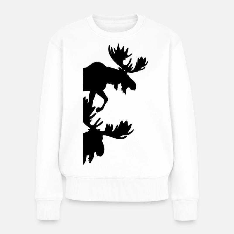 Elch Silhouetten Moose - Frauen Premium Bio Pullover - Weiß