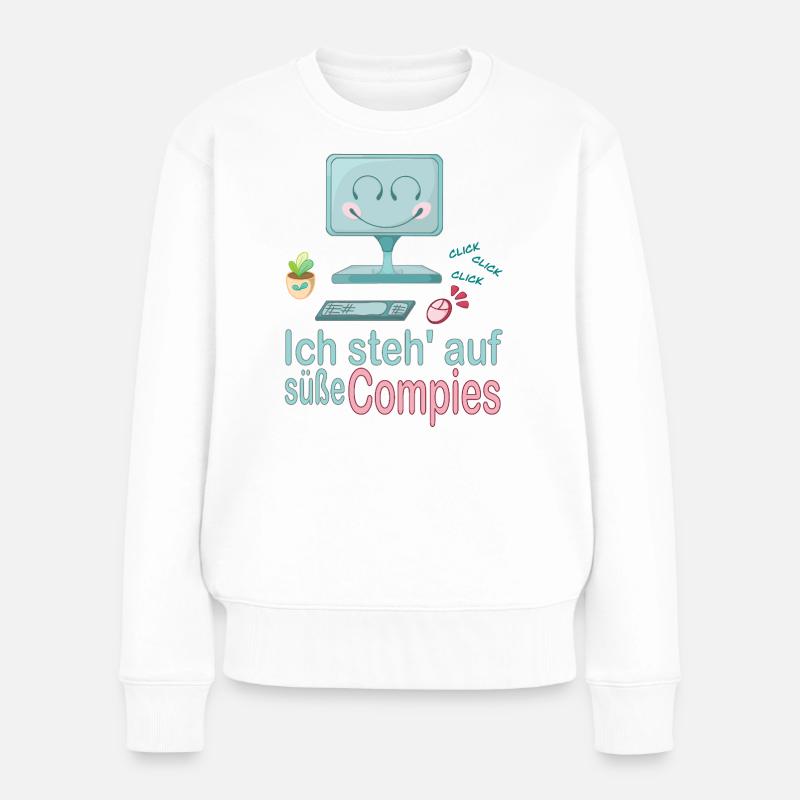 Ich steh' auf süße Computer - Frauen Premium Bio Pullover - Weiß