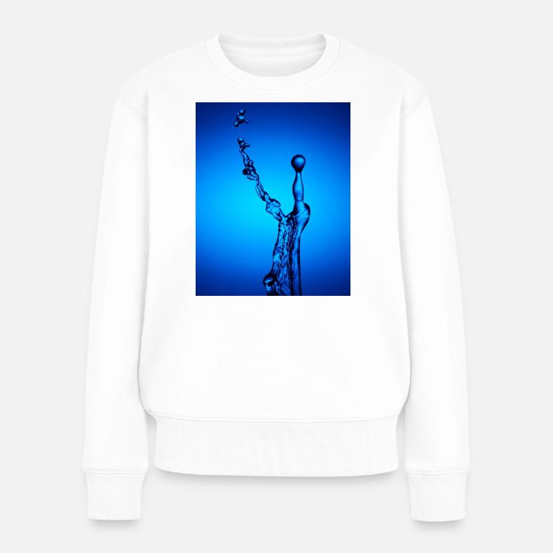Éclaboussure d’eau bleue abstrait - Pull Premium bio Femme - blanc