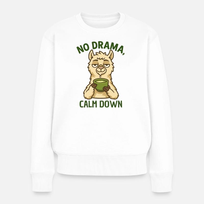 Ruhepol Alpaka – Kein Drama - Frauen Premium Bio Pullover - Weiß