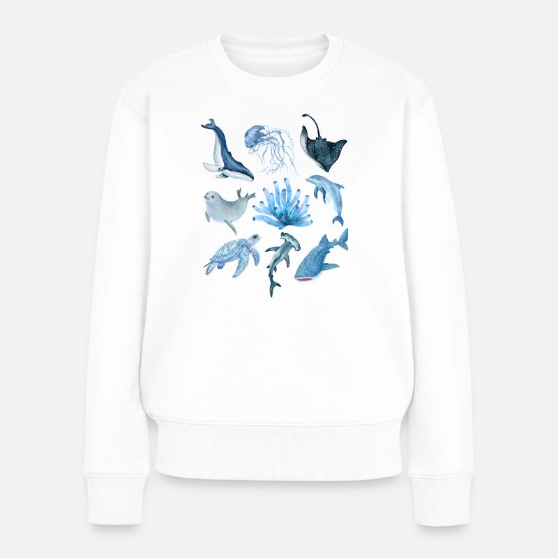 Animaux de l’océan - Pull Premium bio Femme - blanc