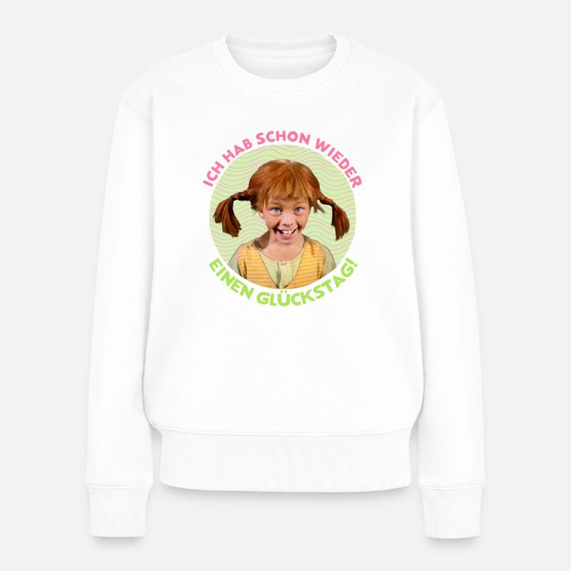 Pippi Langstrumpf Hat Einen Glückstag - Frauen Premium Bio Pullover - Weiß