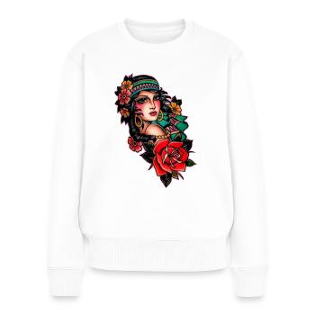 Pin Up Tattoo Gitana girl - Pull Premium bio Femme - blanc - Devant - Julia (174cm)