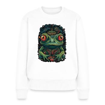 Trippy Frog - Psychedelic Motif - Women's Premium Organic Jumper - white - Front - Julia (174cm)