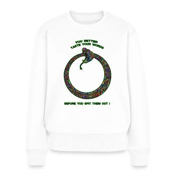 MIEUX GOÛTER VOS MOTS - Snake - Pull Premium bio Femme - blanc - Devant - Julia (174cm)