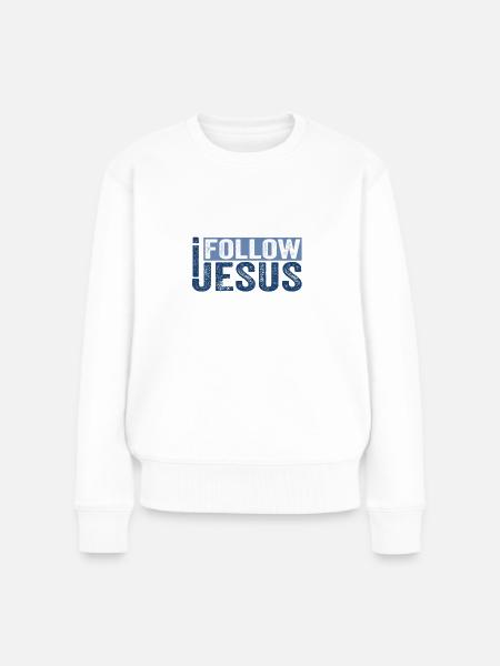 Jesus Christus Gesichtsmaske Ich Folge Jesus Tee - Frauen Premium Bio Pullover - Weiß