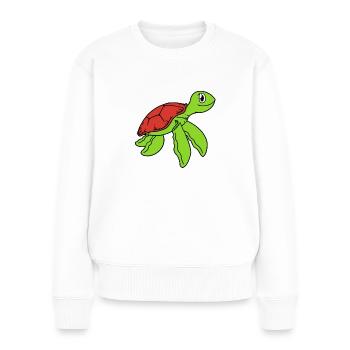 Schildkröte süß - Frauen Premium Bio Pullover - Weiß - Vorne - Julia (174cm)