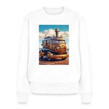Steampunk Automobile 1.1 - Frauen Premium Bio Pullover - Weiß - Vorne - Julia (174cm)