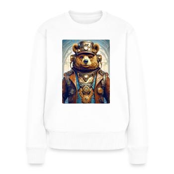 Steampunk Bear 1.8 - Women's Premium Organic Jumper - white - Front - Julia (174cm)