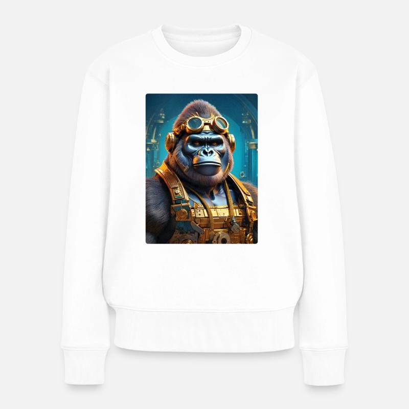 Steampunk Gorilla 1.18 - Frauen Premium Bio Pullover - Weiß