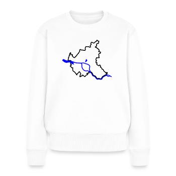 Hamburg - Kontur der Stadt - mit Elbe - Frauen Premium Bio Pullover - Weiß - Vorne - Julia (174cm)