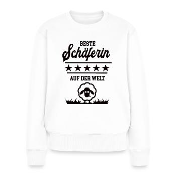 Beste Schäferin Weltbeste Schafhirtin Bäuerin - Frauen Premium Bio Pullover - Weiß - Vorne - Julia (174cm)