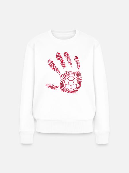 Handball Handabdruck - Frauen Premium Bio Pullover - Weiß