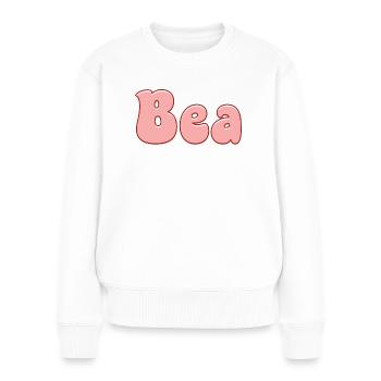 Nom Fille Béa Rétro - Prénom Béa Pour Couple - Pull Premium bio Femme - blanc - Devant - Julia (174cm)