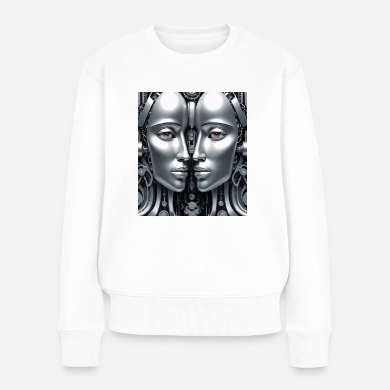 Robotic Mechanical Face - Women's Premium Organic Jumper - white