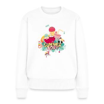 SUMMER LOVE IS DELICIOUS - Frauen Premium Bio Pullover - Weiß - Vorne - Julia (174cm)