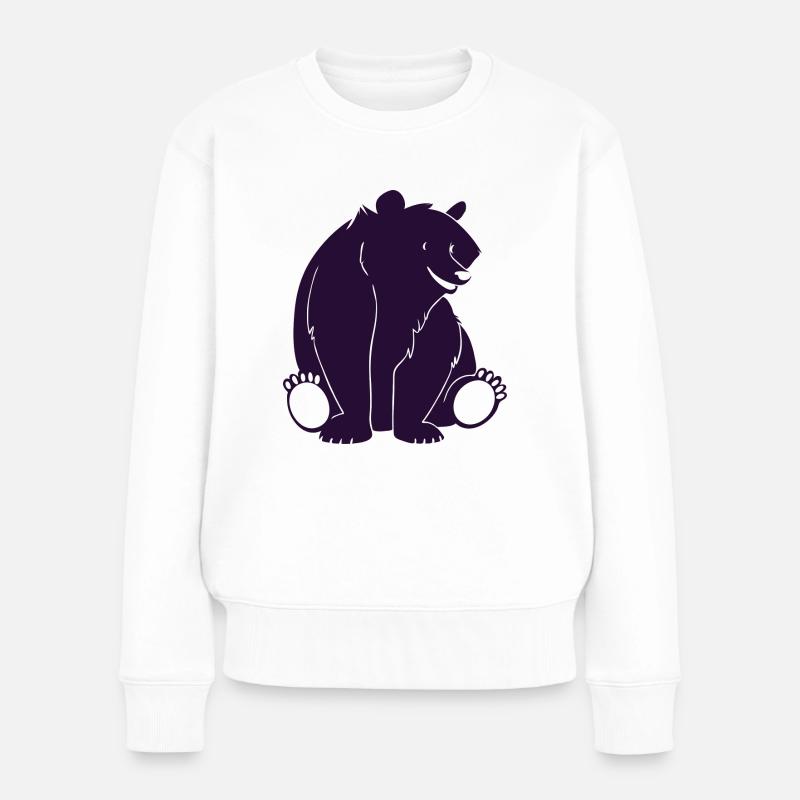 Braunbär - Frauen Premium Bio Pullover - Weiß