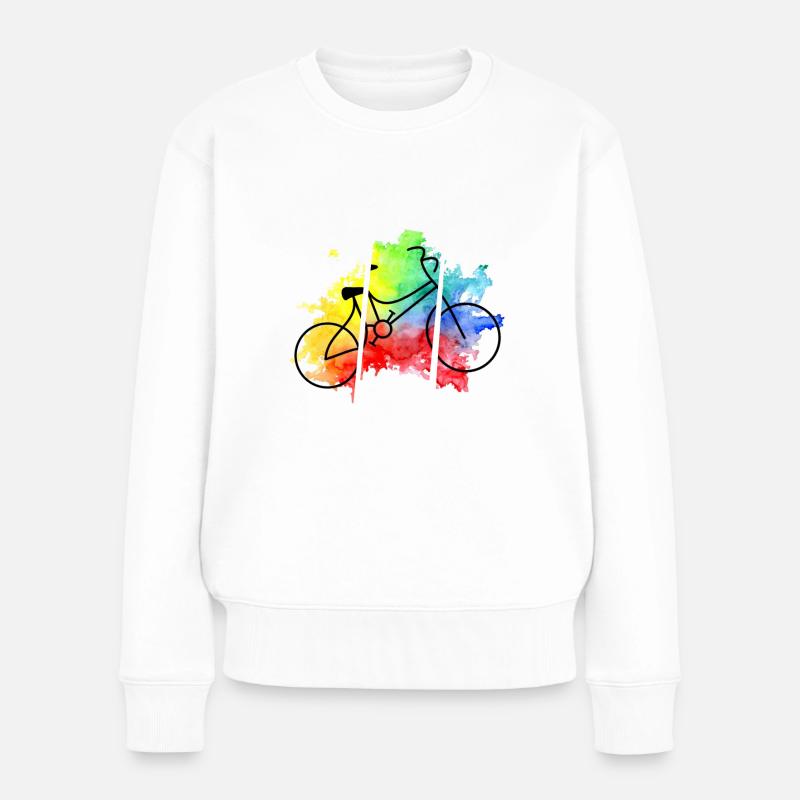 Farbenfrohes Fahrrad - Frauen Premium Bio Pullover - Weiß