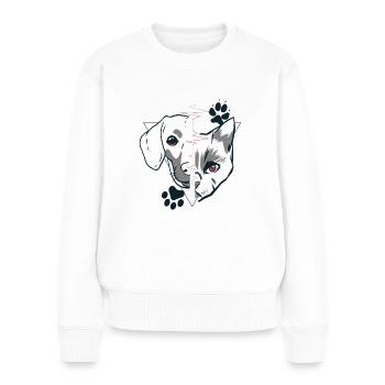Idée cadeau chien et chat - Pull Premium bio Femme - blanc - Devant - Julia (174cm)