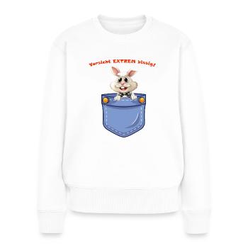 Knuffiges Hasen Shirt mit Warnung - Frauen Premium Bio Pullover - Weiß - Vorne - Julia (174cm)