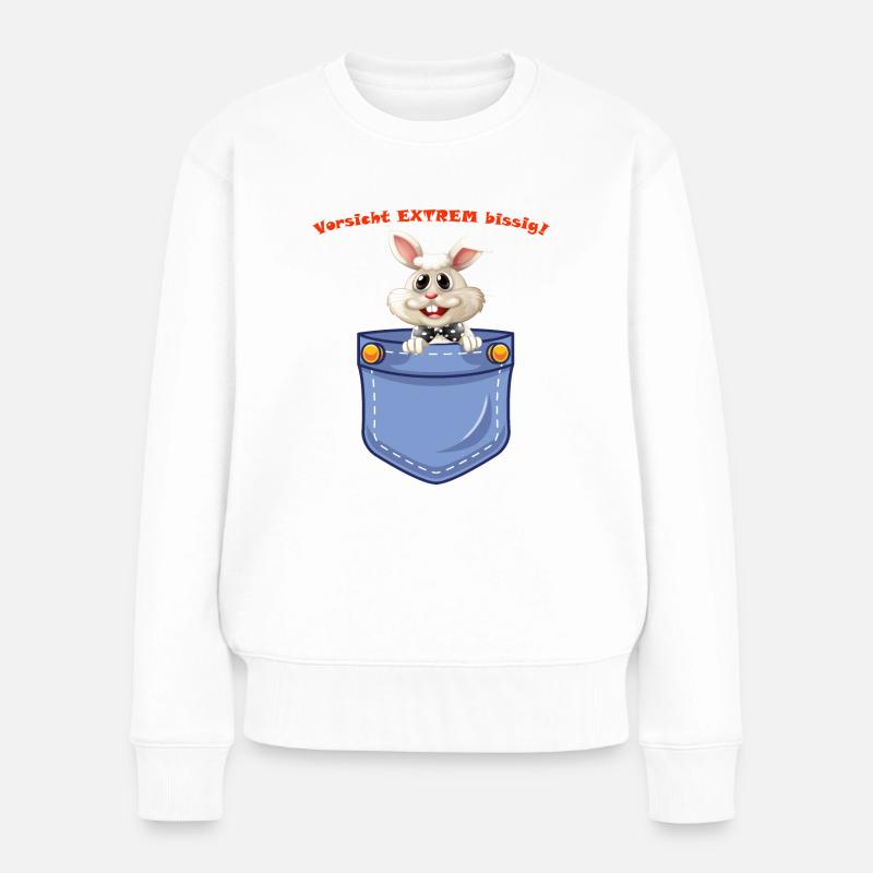 Knuffiges Hasen Shirt mit Warnung - Frauen Premium Bio Pullover - Weiß