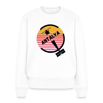 Antalya Turquie Aéroport Vacances Soleil Retro - Pull Premium bio Femme - blanc - Devant - Julia (174cm)