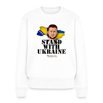 Ukraine Bosnien und Herzegowina - Frauen Premium Bio Pullover - Weiß - Vorne - Julia (174cm)