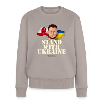 Gibraltar Stand with Ukraine - Frauen Premium Bio Pullover - Taupe - Vorne - Julia (174cm)