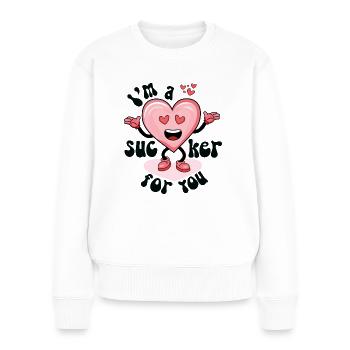 Sucker für Sie - Frauen Premium Bio Pullover - Weiß - Vorne - Julia (174cm)