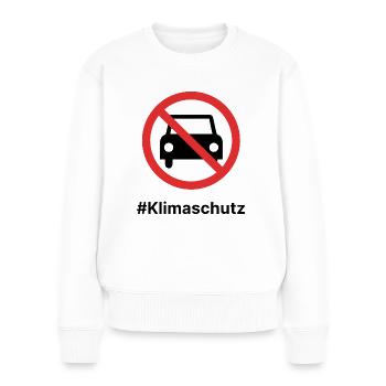 Klimaschutz! Autoverbot! - Frauen Premium Bio Pullover - Weiß - Vorne - Julia (174cm)