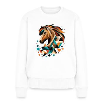 Geometrisches Islandpferd - Modernes Design - Frauen Premium Bio Pullover - Weiß - Vorne - Julia (174cm)