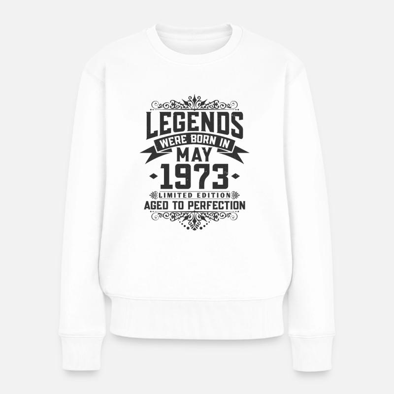 Les légendes sont nées en mai 1973 - Pull Premium bio Femme - blanc