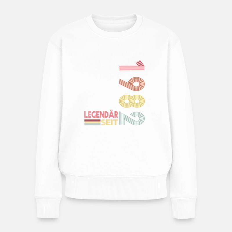 Geburtstag Geboren 1982 Mann Legendär seit 1982 - Frauen Premium Bio Pullover - Weiß