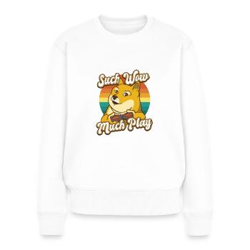 Retro Gaming Hund Meme - Frauen Premium Bio Pullover - Weiß - Vorne - Julia (174cm)