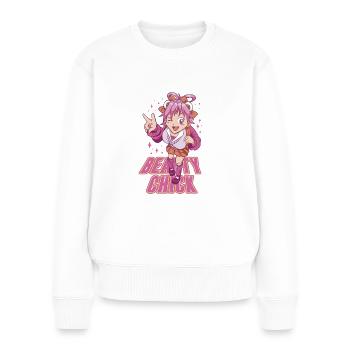 Rosa Haare Anime-Mädchen - Frauen Premium Bio Pullover - Weiß - Vorne - Julia (174cm)