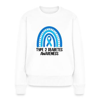 Diabetes-Bewusstsein Blaues Band Regenbogen T1D - Frauen Premium Bio Pullover - Weiß - Vorne - Julia (174cm)