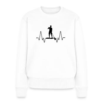 SUP Stand Up Paddling Herzschlag - Frauen Premium Bio Pullover - Weiß - Vorne - Julia (174cm)