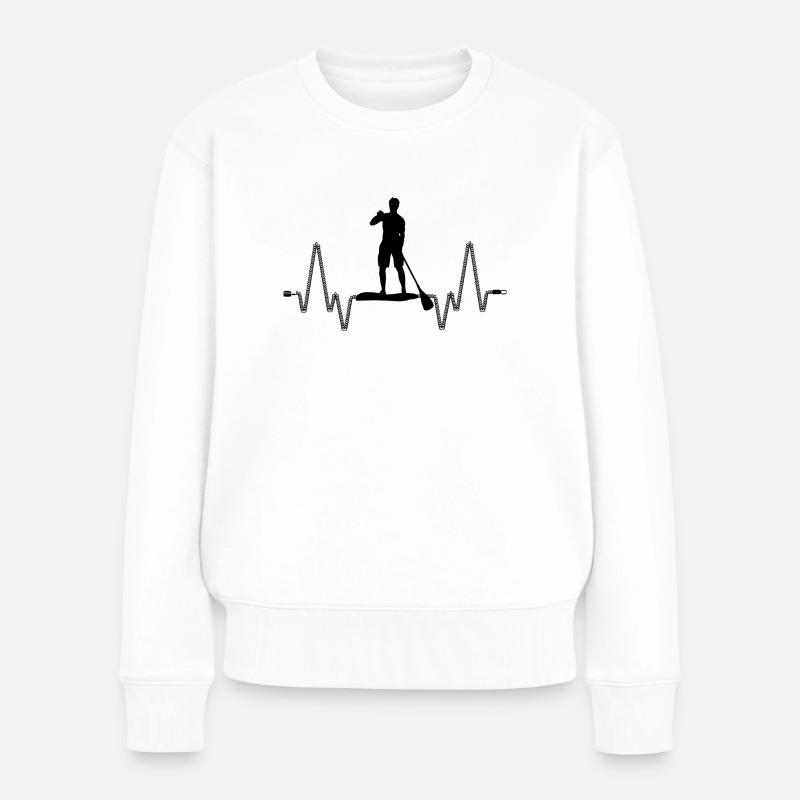 SUP Stand Up Paddling Herzschlag - Frauen Premium Bio Pullover - Weiß