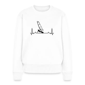 Windsurfing Herzschlag - Frauen Premium Bio Pullover - Weiß - Vorne - Julia (174cm)