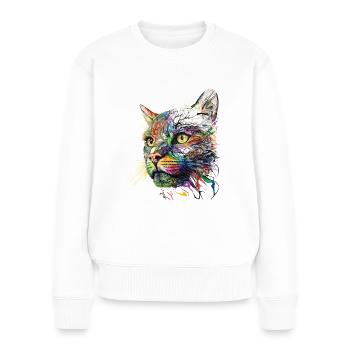 Cat Cat Motif Animals Gift Art Animal Motif - Women's Premium Organic Jumper - white - Front - Julia (174cm)