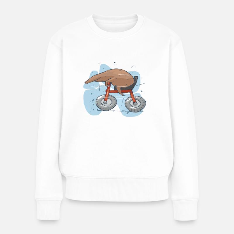 Mole auf dem Rad - Frauen Premium Bio Pullover - Weiß
