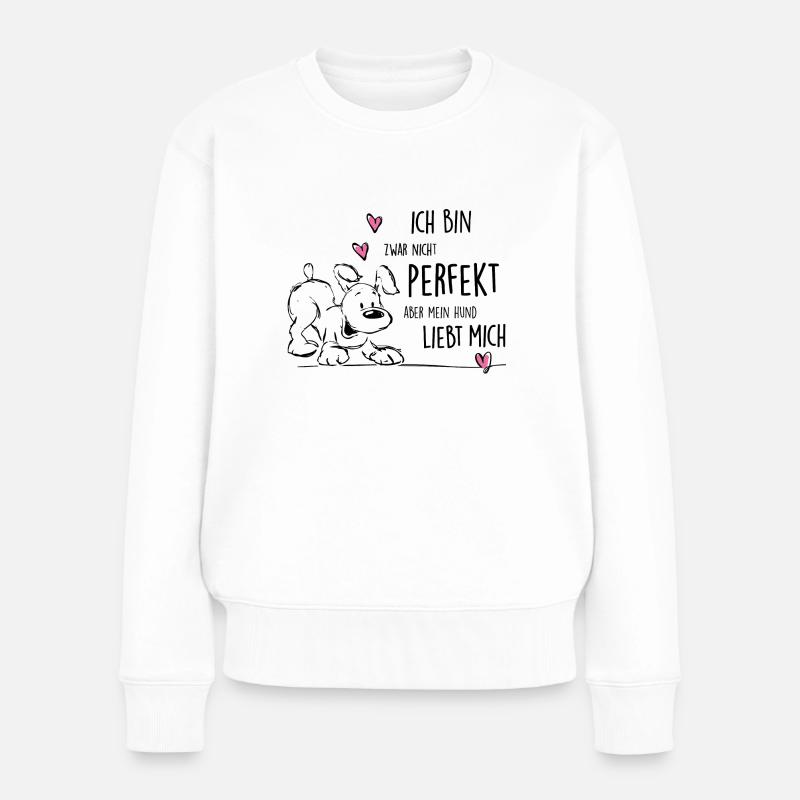 mein HUND liebt mich - Frauen Premium Bio Pullover - Weiß